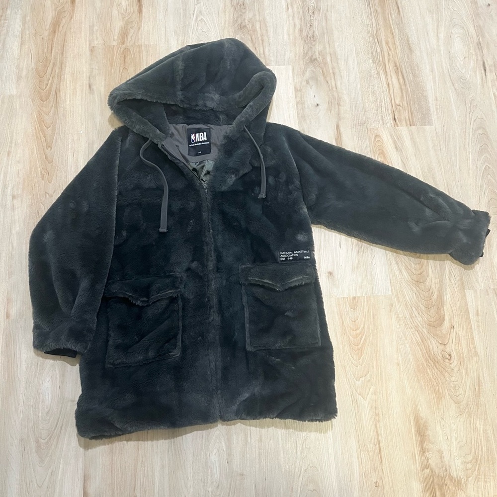 NBA Charcoal Fuzzy Hooded Jacket